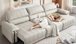 sofa giường 807 da thật có điều khiển